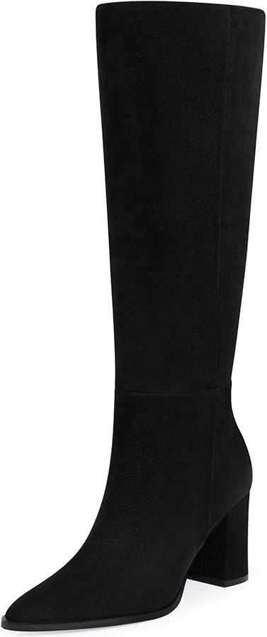 Women Knee High Boots: Comfortable Pointed Toe Tall Boot, Chunky Heel Wide Calf Fall Winter Fashi... | Amazon (US)