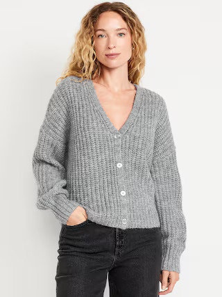 Wool-Blend Shaker-Stitch Cardigan Sweater | Old Navy (US)