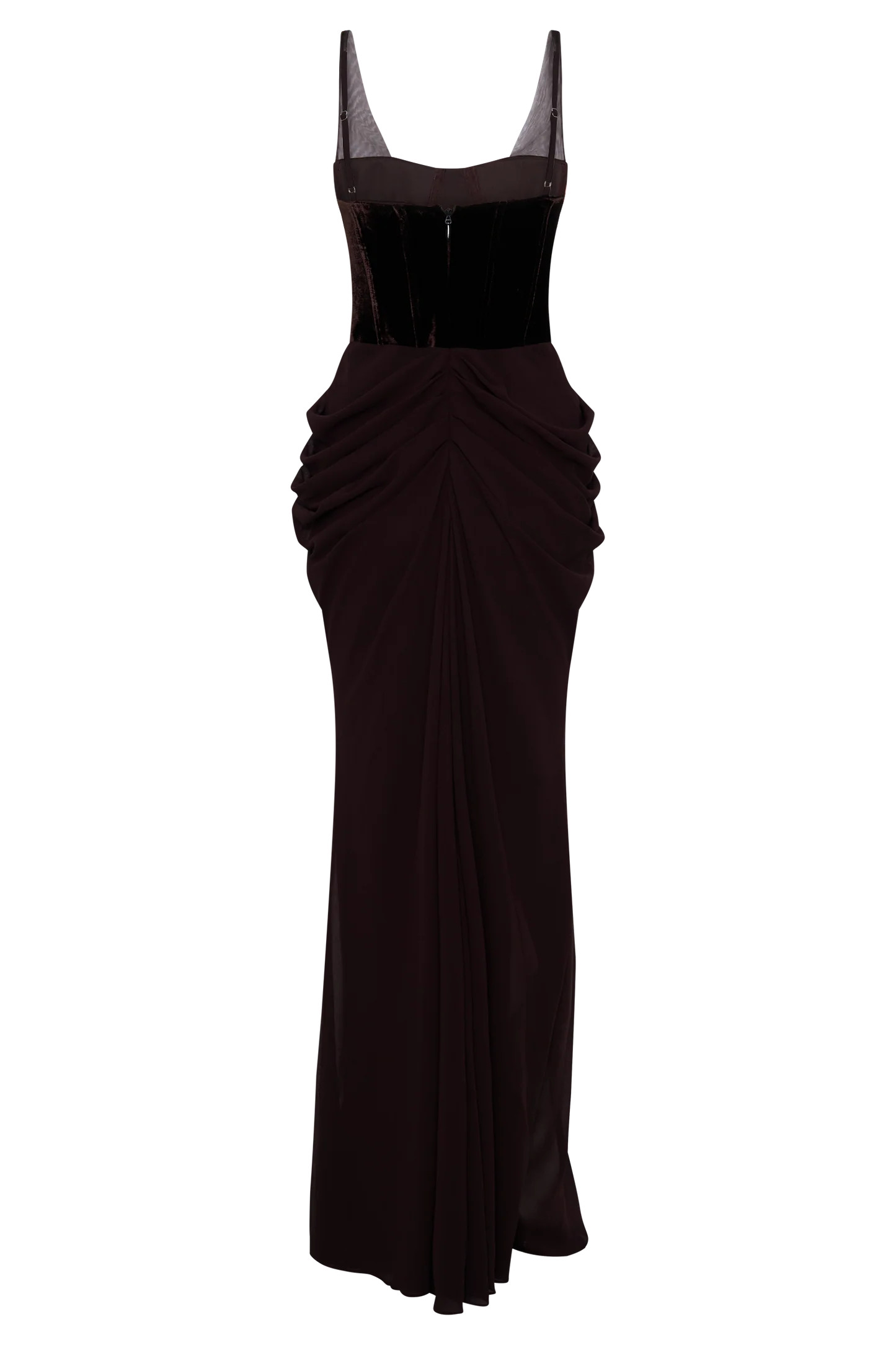 Velvet Corset Maxi Dress - Cacao Brown | MESHKI US
