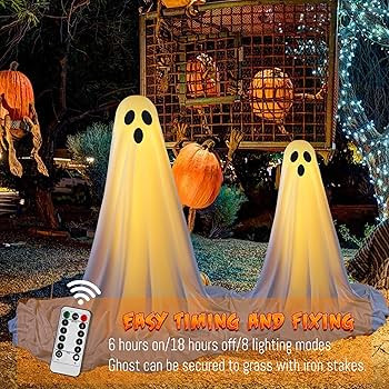 2Packs Halloween Decorations Outdoor,Halloweens Party Decoration Indoor,Spooky Ghost with Remote ... | Amazon (US)