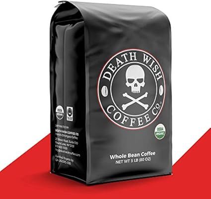 DEATH WISH COFFEE Whole Bean Coffee [5 Lbs.] The World's Strongest Coffee, USDA Certified Organic... | Amazon (US)