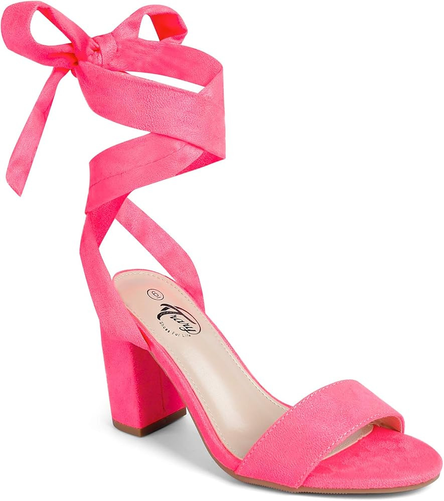 Trary Women's Lace Up Chunky Heel Sandals | Amazon (US)