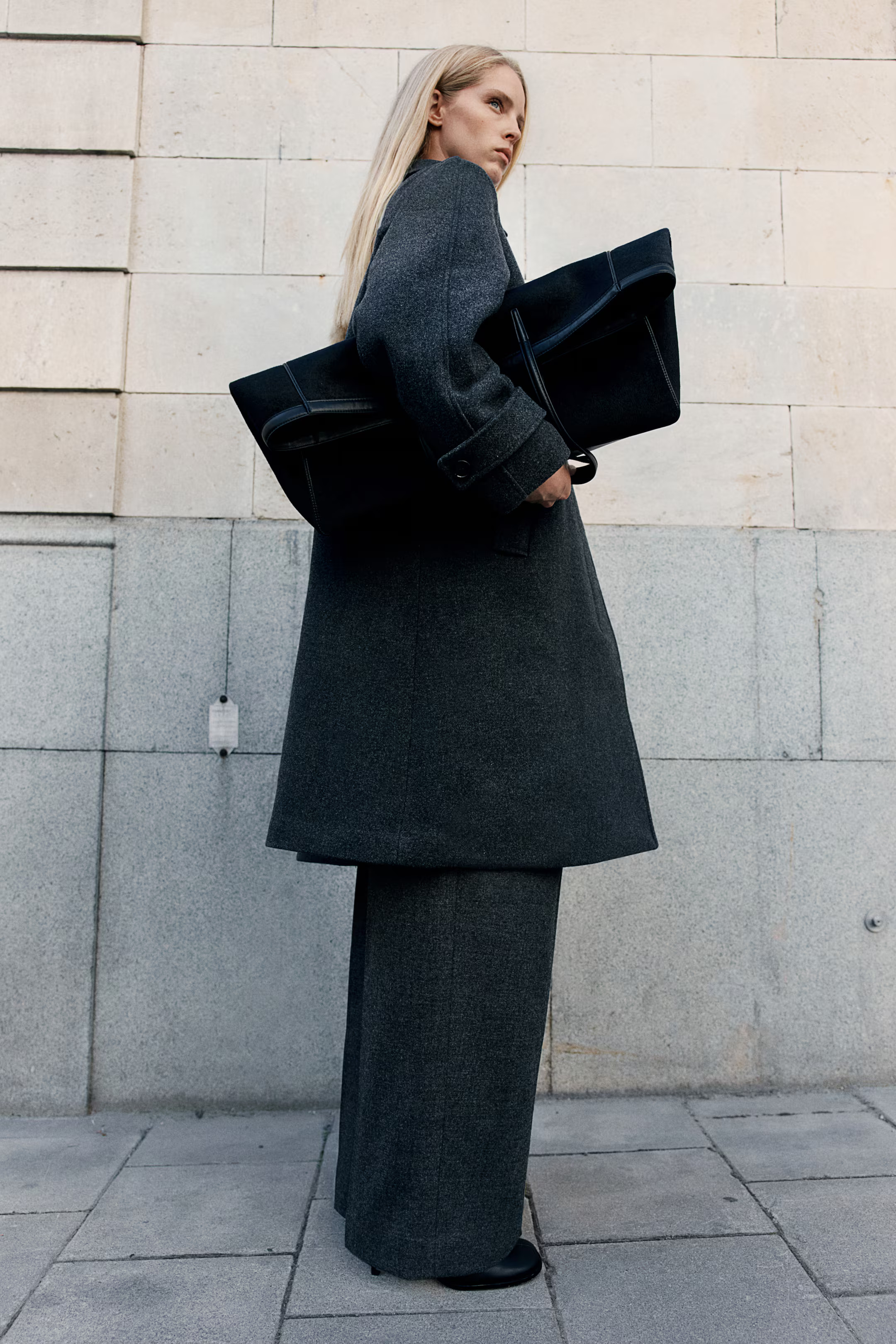 Knee-length coat - Long sleeve - Knee-length - Dark gray - Ladies | H&M US | H&M (US + CA)