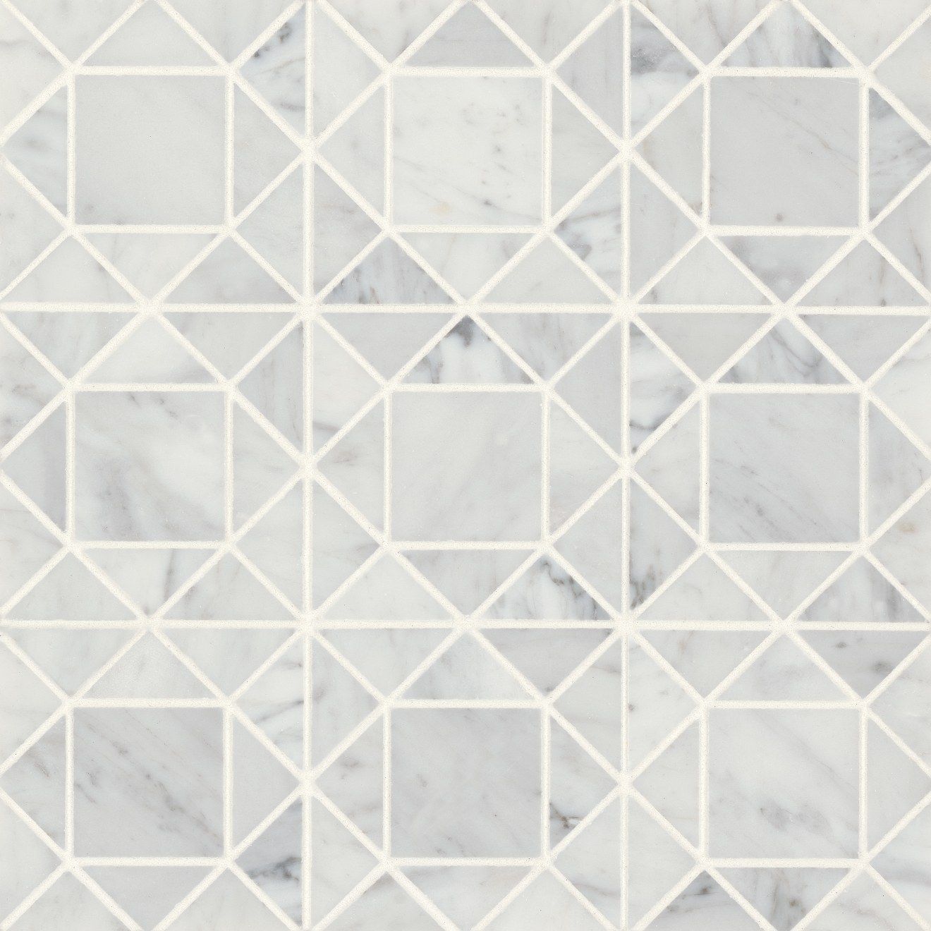 Monet Honed Marble Mosaic 2 Tile in White Carrara | Bedrosians Tile & Stone