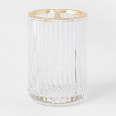 Ribbed Glass Toothbrush Holder Clear - Threshold&#8482; | Target
