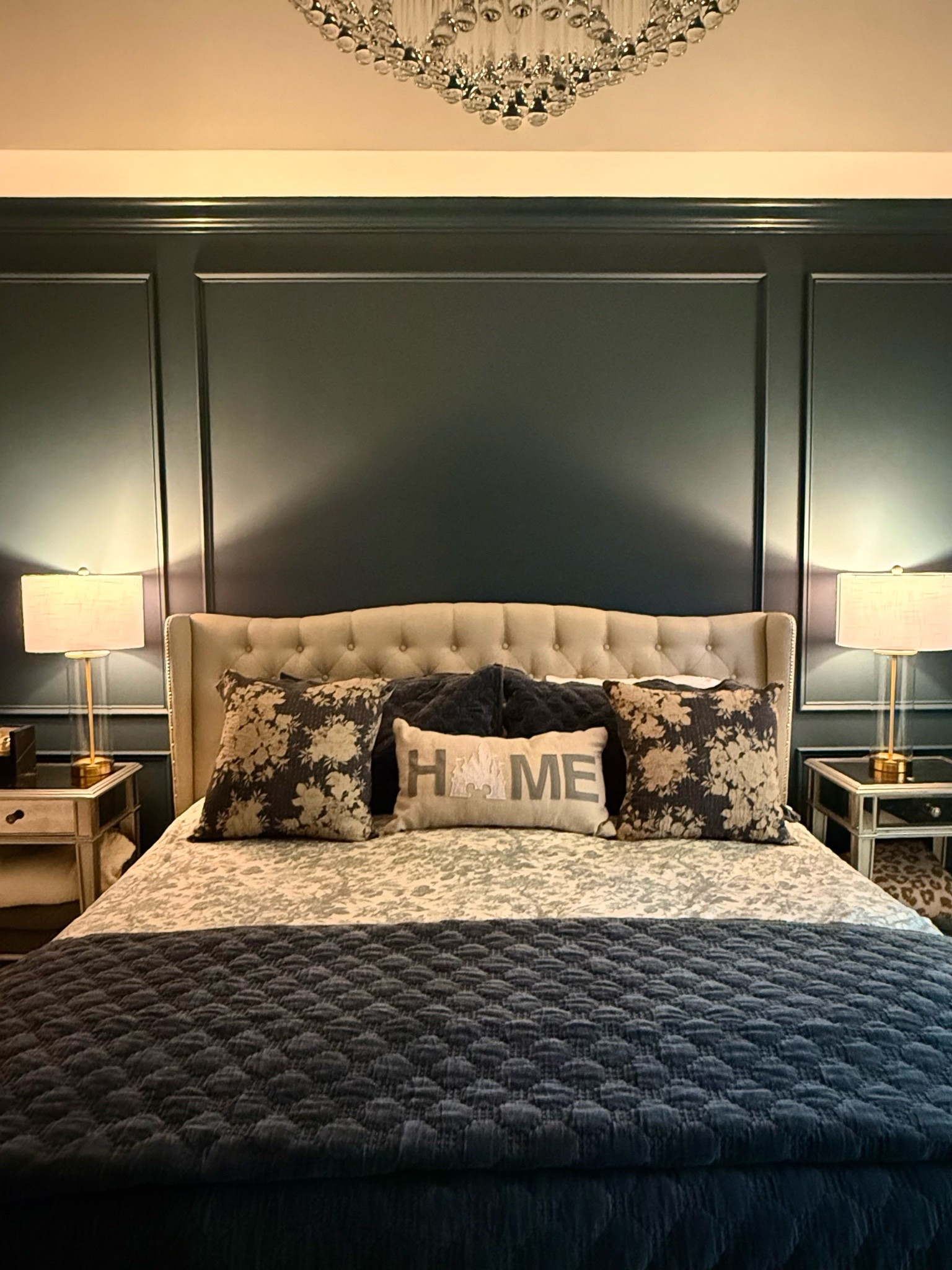 Creating a bedroom that feels polished and restful 🤍 Deep blue walls, warm lighting and lots of soft layers made the biggest difference. I mixed investment pieces with accessible finds to get that collected, luxe feeling without sacrificing comfort. Linking everything I can from our primary bedroom here.

#LTKHome