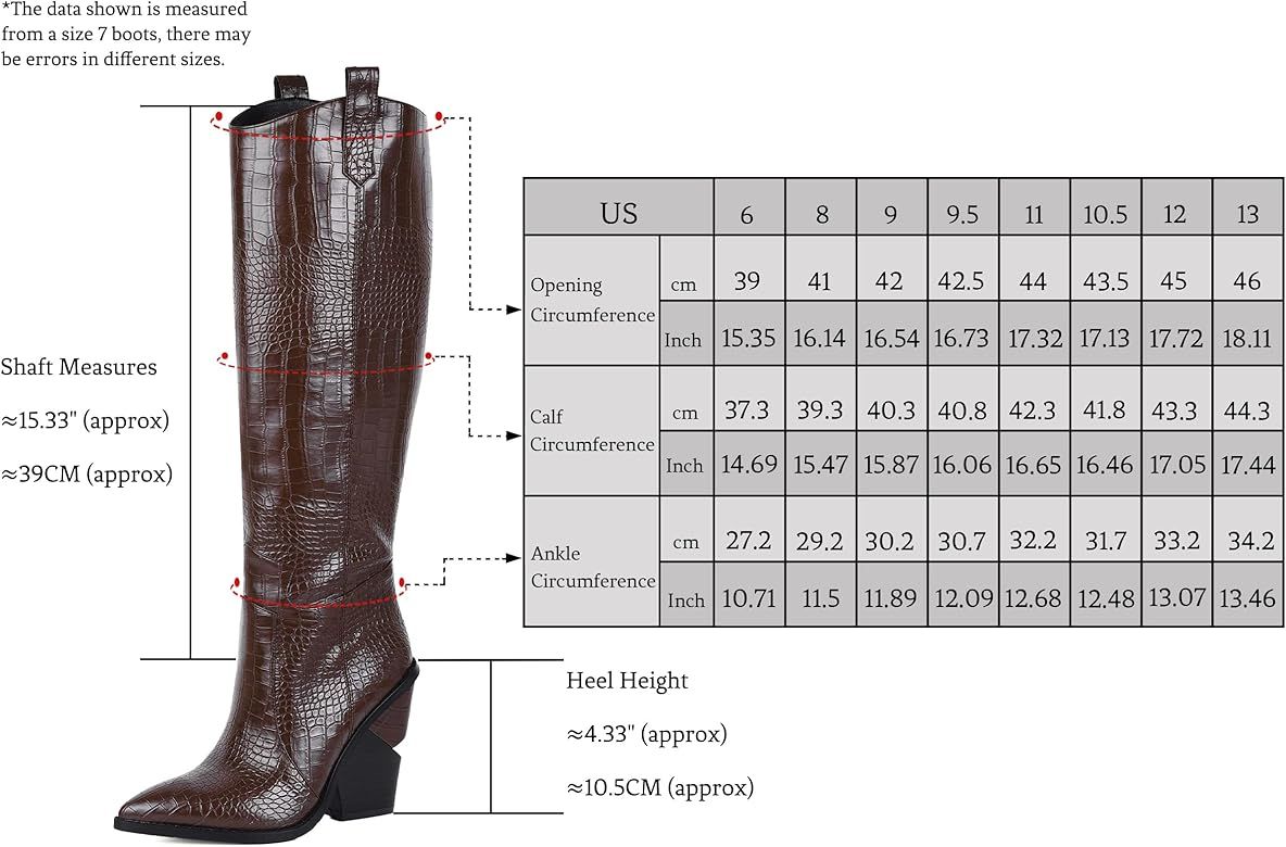 SOPHITINA Women's Knee High Western White Boots Almond Round Toe Stacked Chunky Heels Thigh High Cow | Amazon (US)