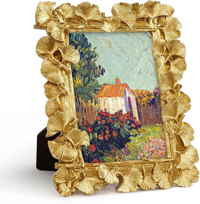 4x6 Picture Frame, Gold Ornate Leaf Texture Handmade Resin with Glass Front Antique Photo Frame f... | Amazon (US)