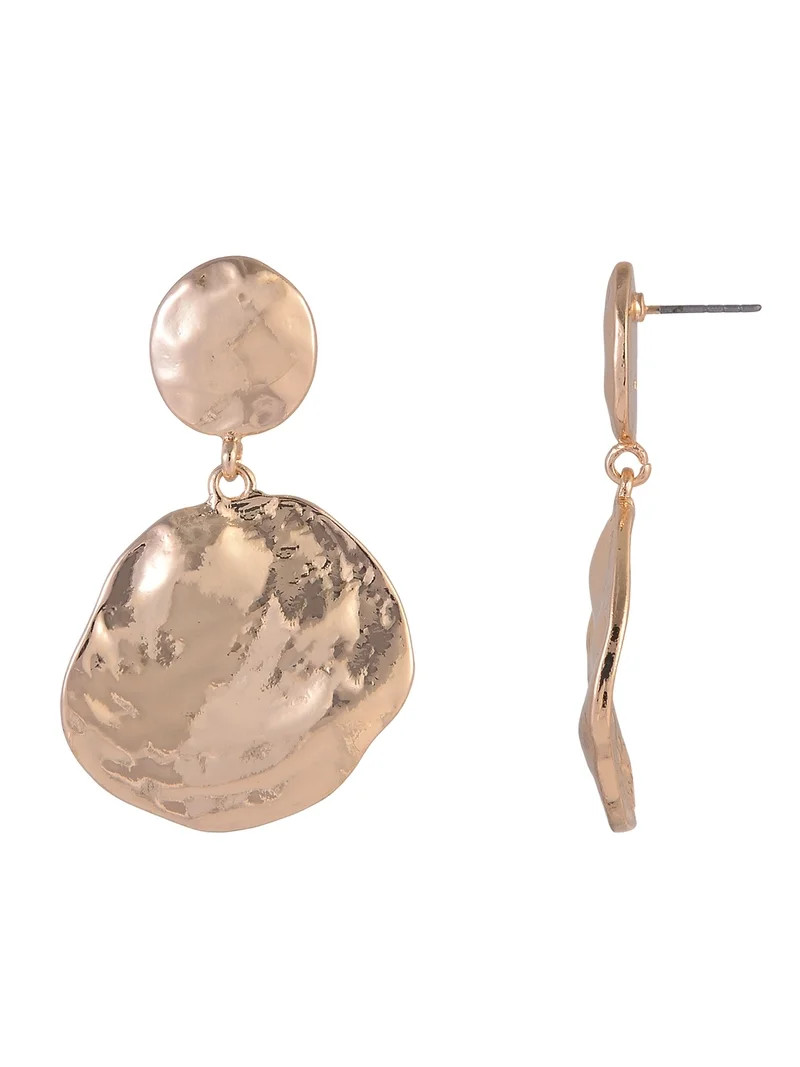 Time and Tru Goldtone Wavy Metal Drop Earring | Walmart (US)