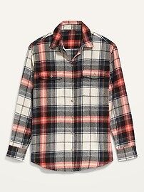 Oversized Plaid Flannel Boyfriend Tunic Shirt for Women | Old Navy (US)