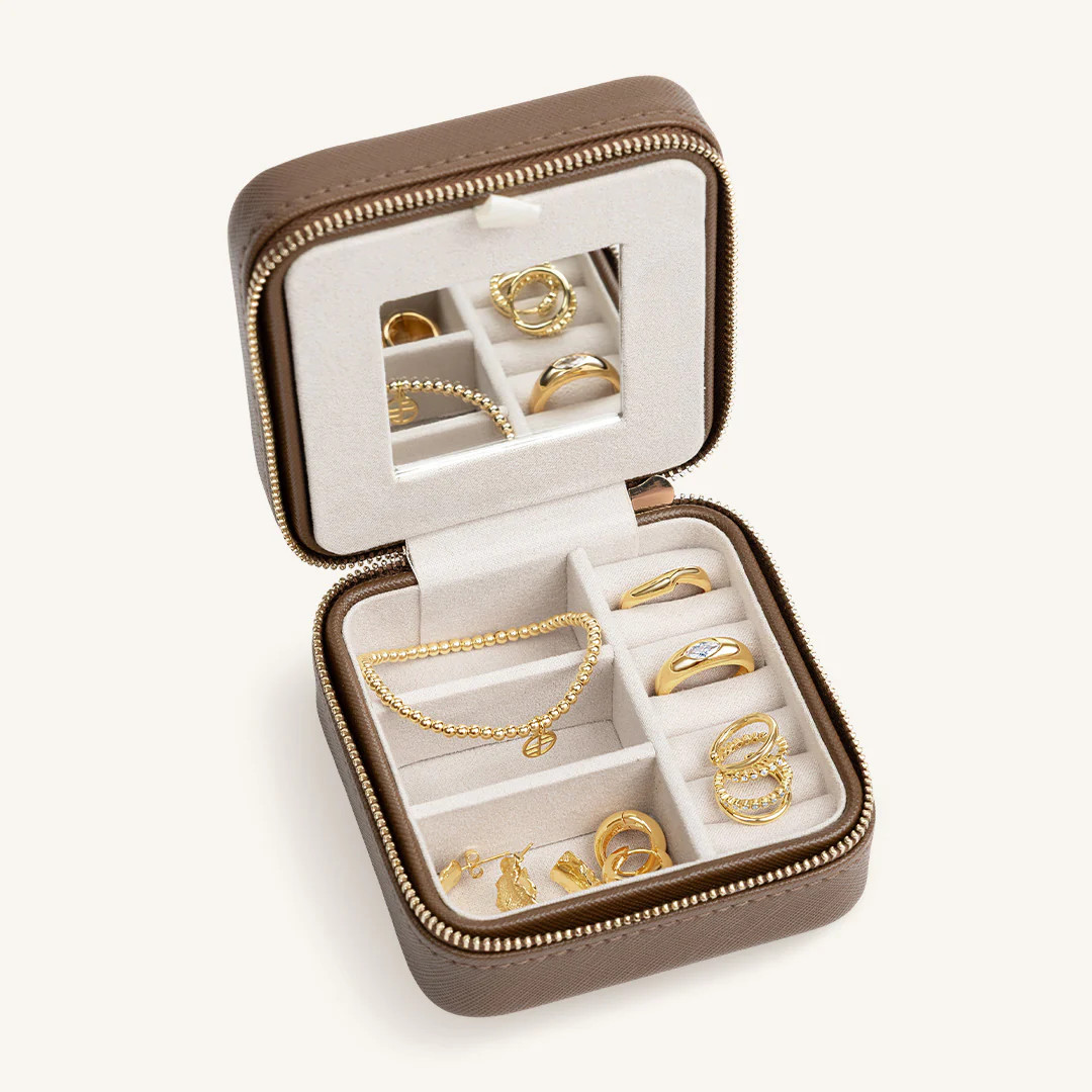 Bevel Jewellery Storage Box Chocolate Brown | Francesca Jewellery