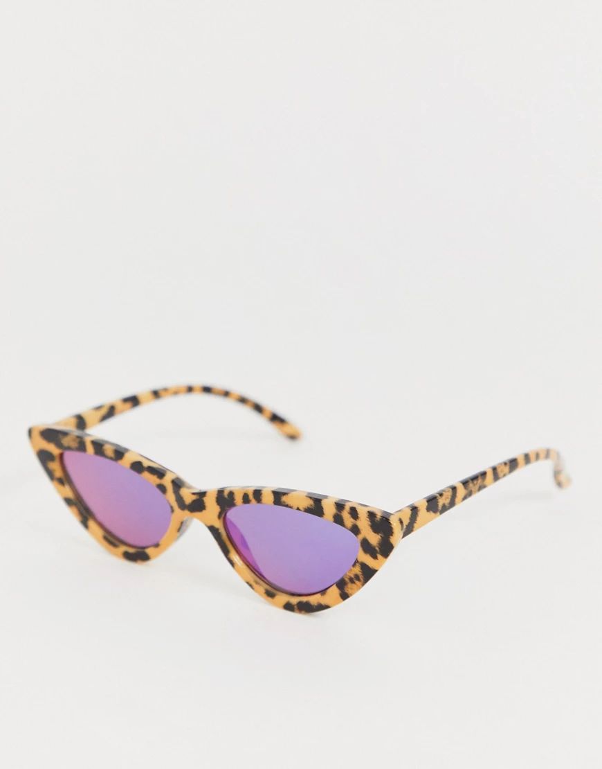 AJ Morgan slim cat eye sunglasses in cheetah print-Beige | ASOS (Global)