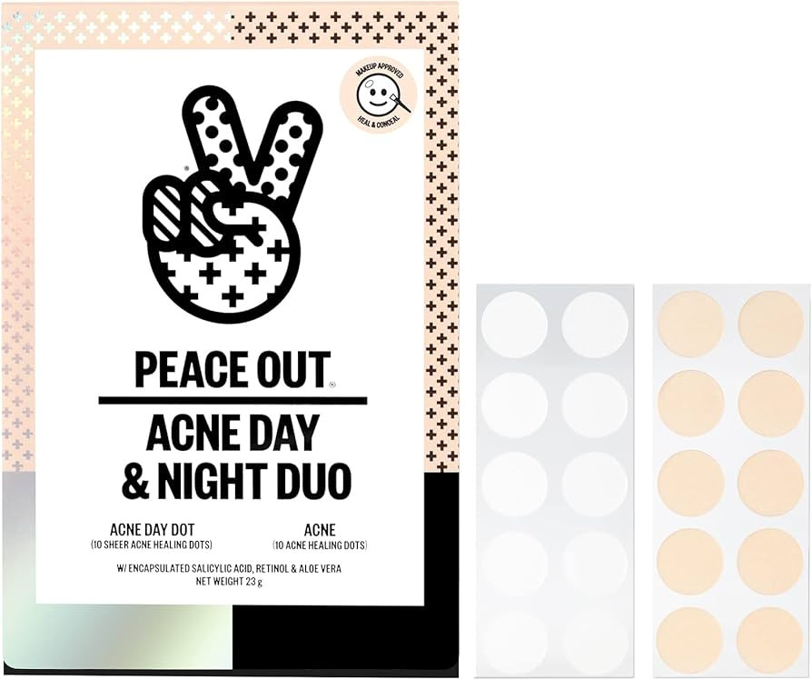 Peace Out Skincare Acne Day & Night Duo | 6-hour Fast Acting Sheer Hydrocolloid Pimple Patches an... | Amazon (US)