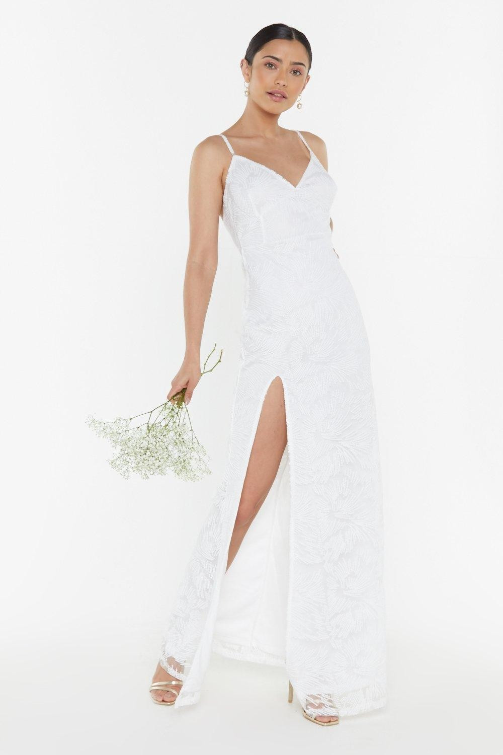 Womens If It Wern't For You Organza Slit Maxi Bridal Dress - White | NastyGal (US & CA)