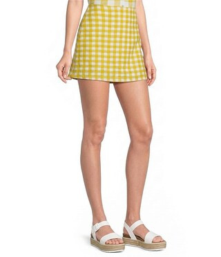 Gingham Ciendra High Waist Coordinating Linen Mini Skirt | Dillard's