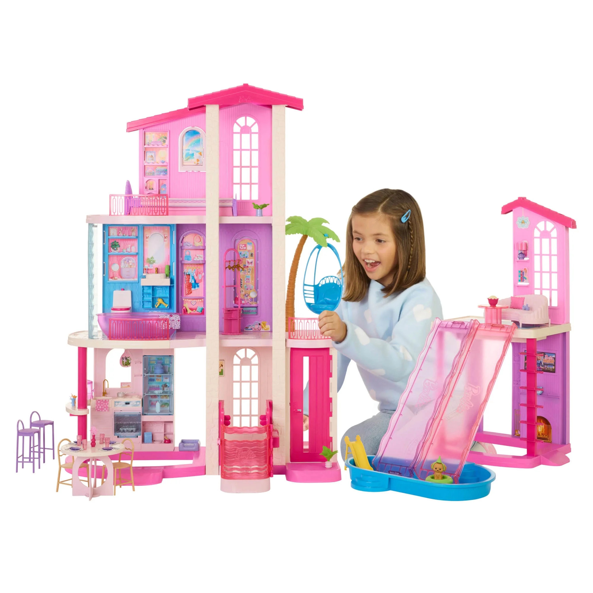 Barbie Casa de Ensue\u00f1o Casa de Mu\u00f1ecas, 2 Piscinas, 2 Toboganes, 2 Casas, Elevador con ... | Walmart (US)