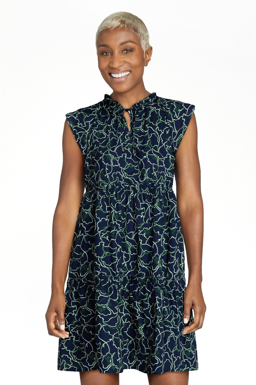 Time and Tru Women's Tiered Cotton Mini Dress with Flutter Sleeves, Sizes XS-4X | Walmart (US)