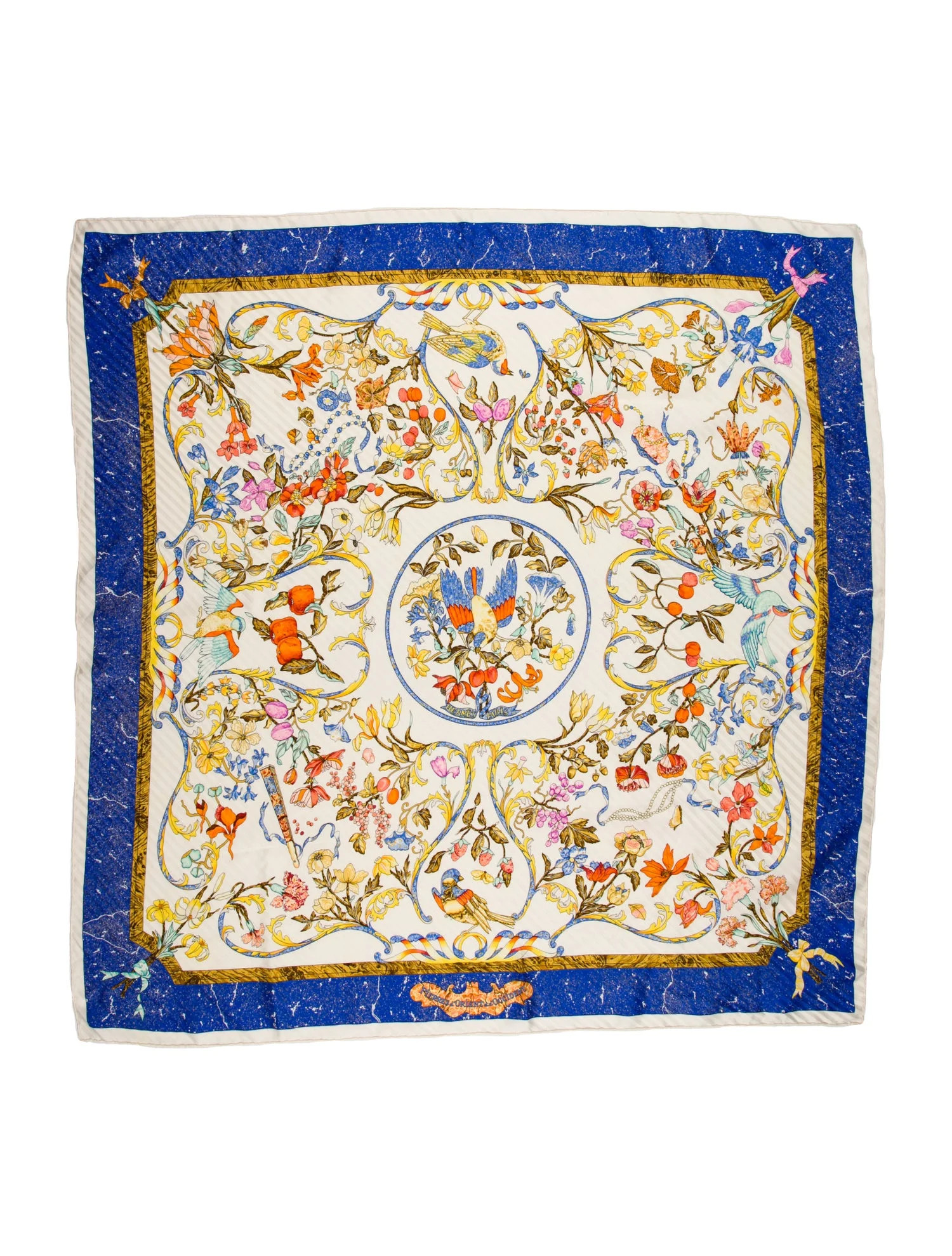 Hermès Pierres d'Orient Et d'Occident Silk Plissé Scarf - White Scarves and Shawls, Accessories... | The RealReal