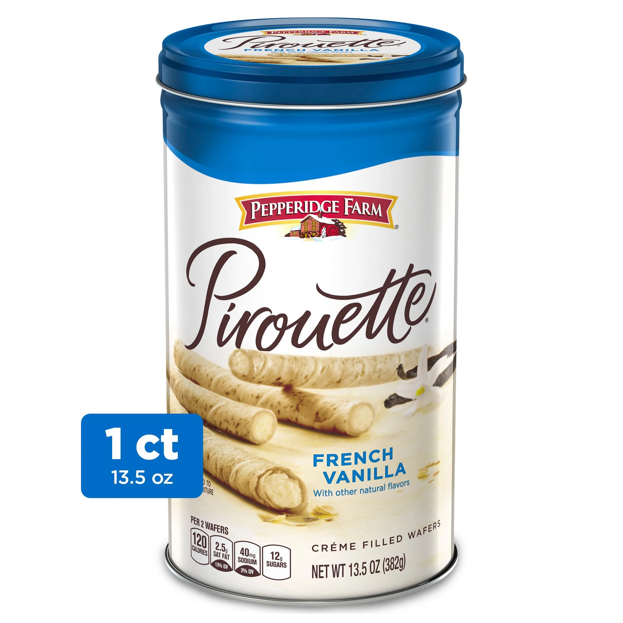 Pepperidge Farm Pirouette Cookies, French Vanilla Crème Filled Wafers, 13.5 oz Tin | Walmart (US)