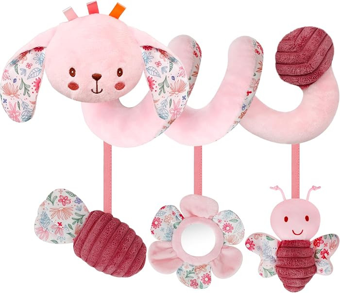 TSYAN Car Seat Toys for Babies 0-6 Months Boy,Baby Spiral Hanging Plush Activity Toys Thank You G... | Amazon (US)