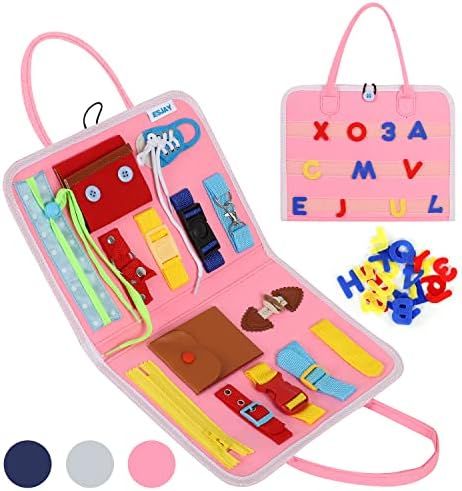 Esjay Busy Board for Toddlers, Montessori Toys to Learn Fine Motor Skill, Sensory Board with Buck... | Amazon (US)