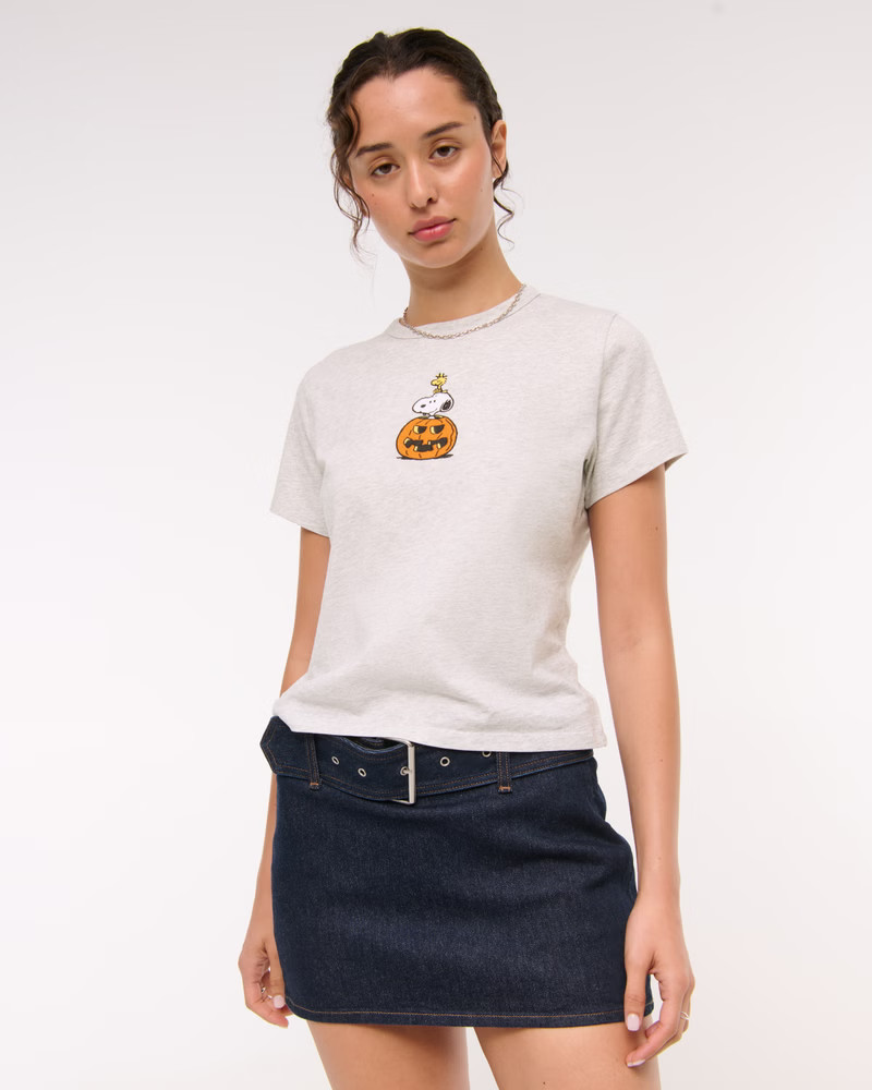 Women's Short-Sleeve Snoopy Graphic Skimming Tee | Women's Tops | Abercrombie.com | Abercrombie & Fitch (US)