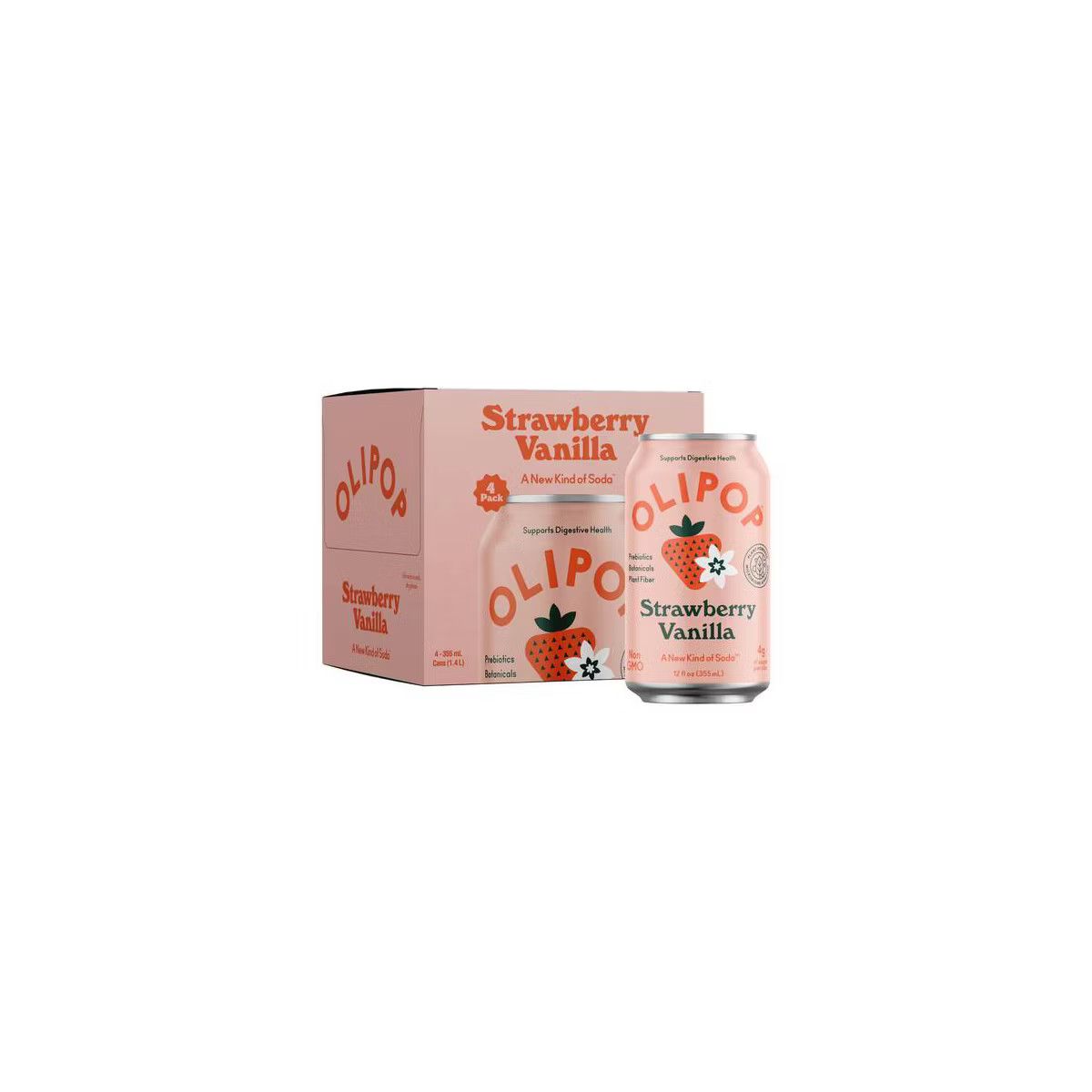 OLIPOP Strawberry Vanilla Prebiotic Soda - 4ct/12 fl oz Cans | Target
