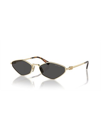 Miu Miu Irregular Gold Dark Grey Female Sunglasses | David Jones | David Jones (Australia & New Zealand)