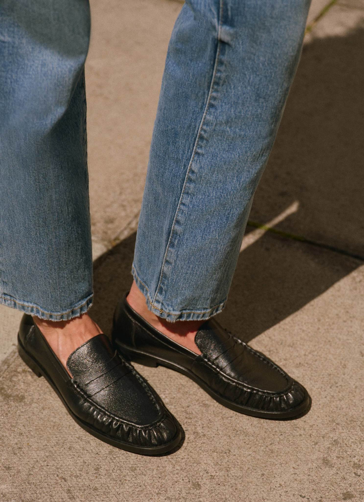 Gigi Black Leather Loafers | Mint Velvet