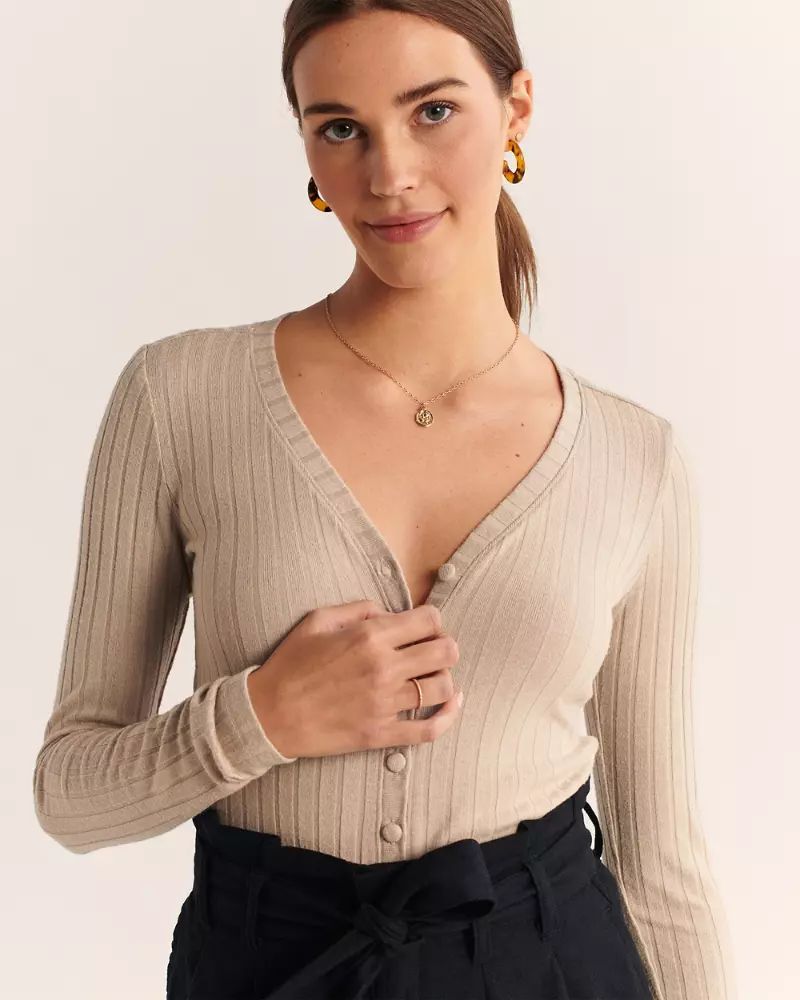 Long-Sleeve Ribbed Cardigan | Abercrombie & Fitch (US)