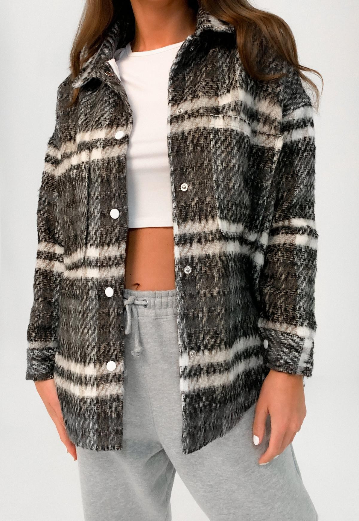 Missguided - Petite Brown Plaid Brushed Shacket | Missguided (US & CA)