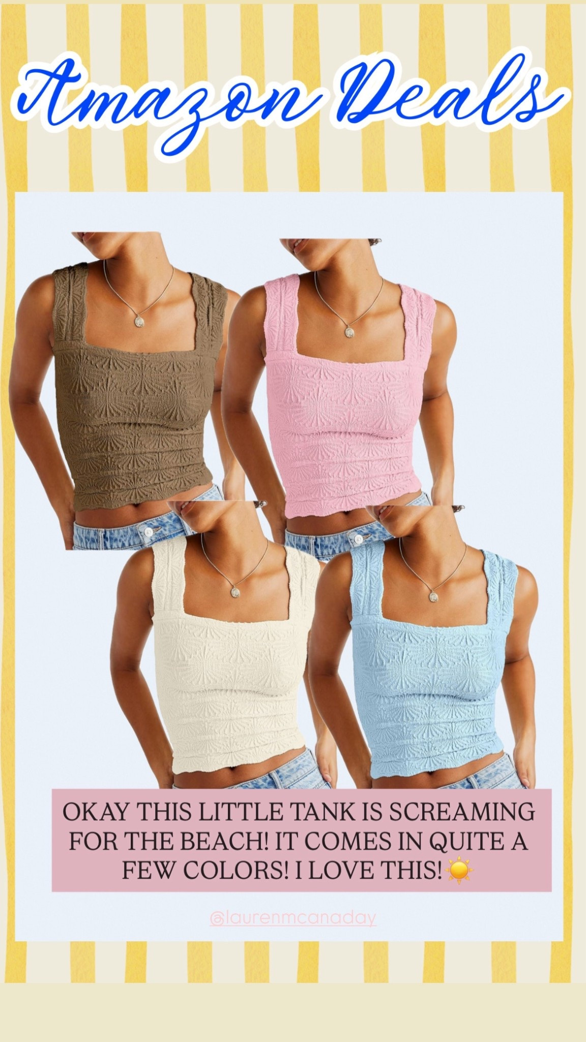 Okay, this little tank is screaming for the beach!! Comes in quite a few colors and is just so cute for summer! 🏖️ 

#LTKSaleAlert #LTKootd #LTKBeauty