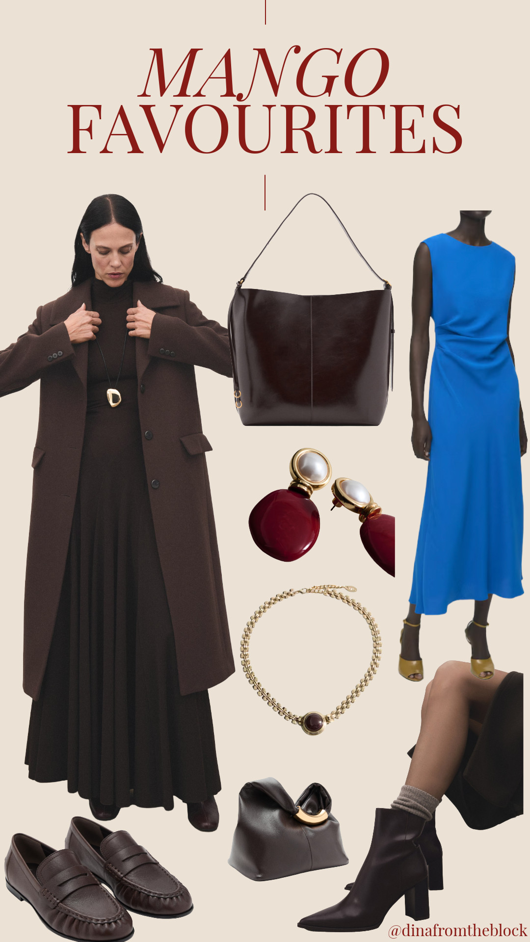 Mango Favourites 🤎
Curated a few elevated wardrobe staples from Mango - rich chocolate browns, sculptural accessories, and a pop of blue for that effortless ‘editorial minimalism’.

✦ Long tailored wool coat (perfect for building a fall/winter capsule)
✦ Brown leather boots + penny loafers (timeless and comfortable)
✦ Structured shoulder bag + soft clutch (luxury look without the price tag)
✦ Bold earrings + gold bracelet (elevated finishing touches)

These pieces look designer, without designer prices - save to your capsule board and shop directly below 👇

#mangooutfit #mangofinds #capsulewardrobe #fallstyle #autumnstyle #minimalstyle #chicoutfits #ltkfall #ltkfashion #mangostyle #elevatedbasics 

 #LTKuk #LTKautumn #LTKwinter