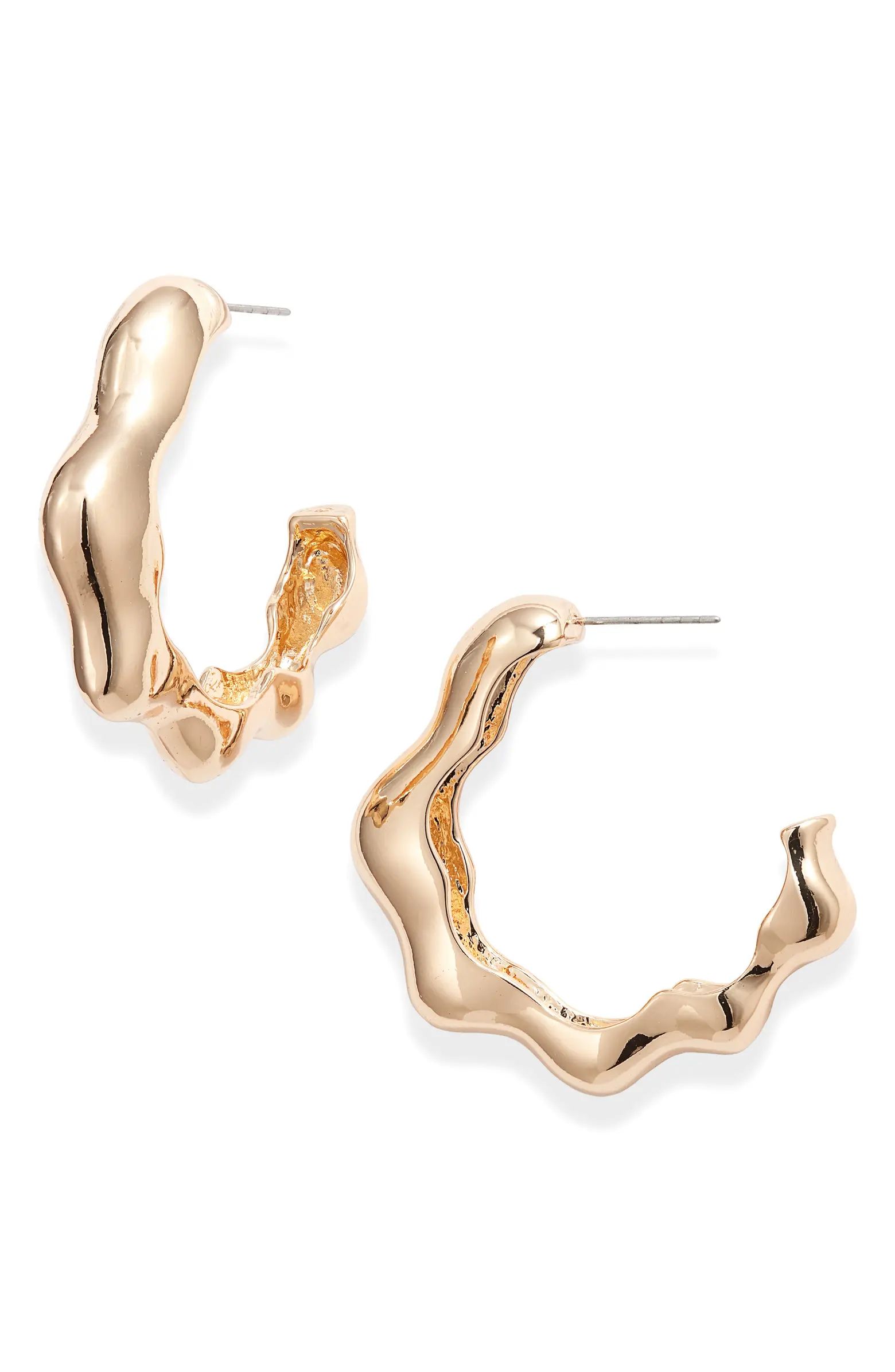 Open Edit Wavy Molten Hoop Earrings | Nordstrom | Nordstrom