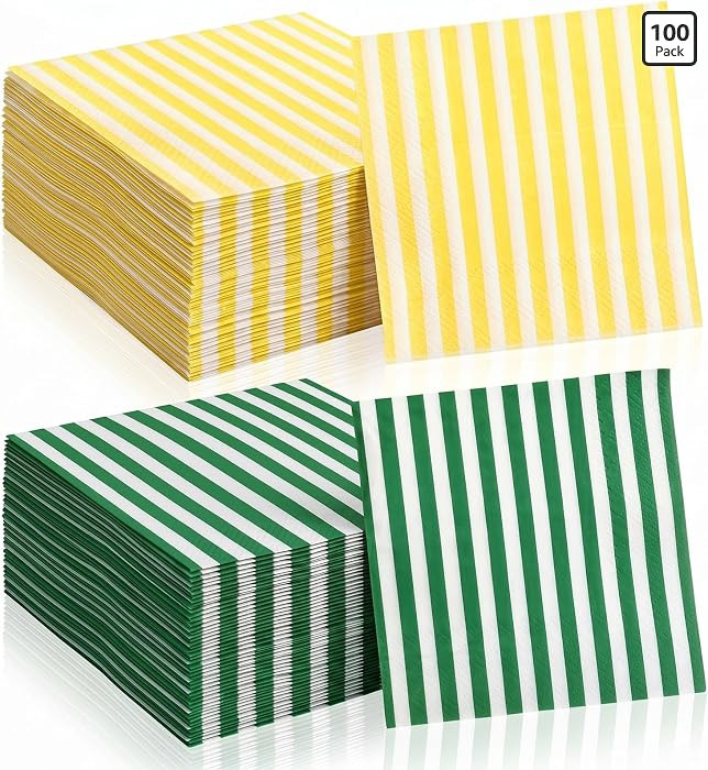100 Pcs Golf Cocktail Napkins Green and White Yellow Cocktail Napkins Each 50 for Golf Party Disp... | Amazon (US)