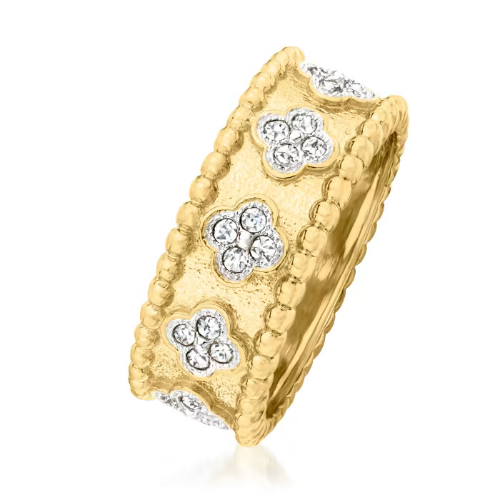 .50 ct. t.w. Diamond Clover Ring in 18kt Gold Over Sterling. Size 5 | Ross-Simons