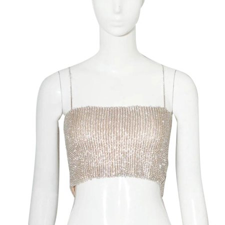 YEUHTLL Women Sexy Shiny Rhinestones Chain Crop Top Spaghetti Strap Backless Tank Tops Vest for Nigh | Walmart (US)