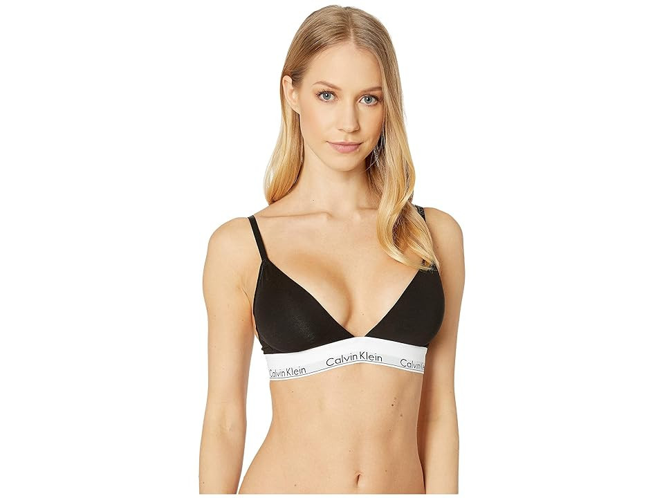 Calvin Klein Underwear Modern Cotton Lightly Lined Triangle Bra Women's Bra Black : XL (Women's 16), Modal/Elastane/Cotton | Zappos