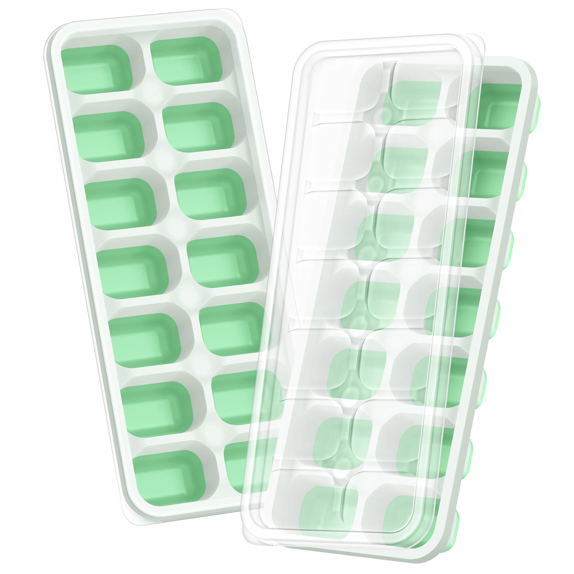 Ice Cube Tray with Lid, 2 Packs 28 Cubes Durable Stackable Ice Cube Trays for Freezer with Remova... | Amazon (US)