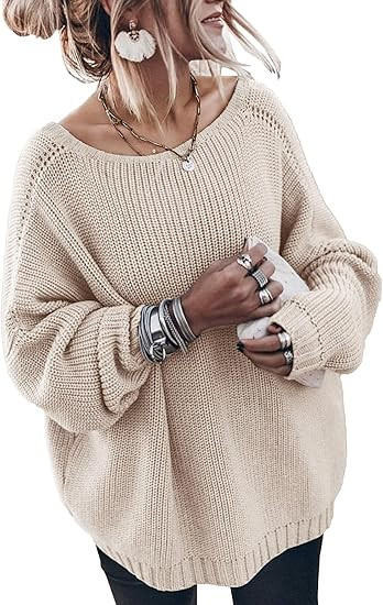 GUNEST Oversized Sweaters for Women Trendy Chunky Batwing Long Sleeve Casual Crewneck Ribbed Pull... | Amazon (US)