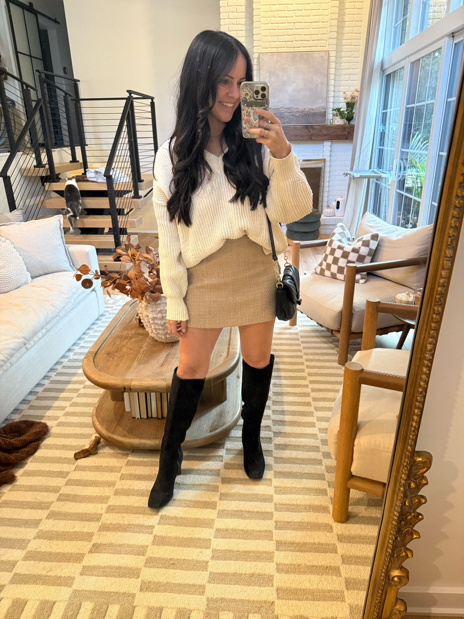 Little Fall OOTD 🫶🏼 the sweater is extremely oversized, I’m wearing an XS. Unfortunately the color of my skort is sold out, but I still linked it, it comes in other colors! #fallootd #ootd #fall 

#LTKStyleTip #LTKOver40 #LTKSeasonal
