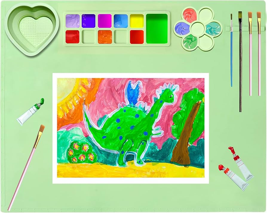 Silicone Painting Mat,20"X16"Large Silicone Art mat, Art Mat with Cup, Easy Clean up, Protects Su... | Amazon (US)
