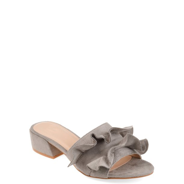 Brinley Co. Womens Ruffle Faux Suede Slide-on Mules - Walmart.com | Walmart (US)
