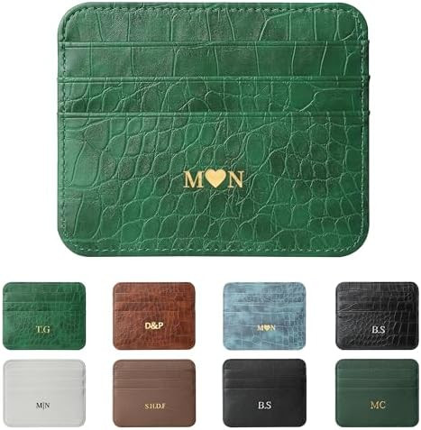 Personalized Gold Silver Initial letters Credit Card Holder Wallet for women, Cute PU Leather Ult... | Amazon (US)