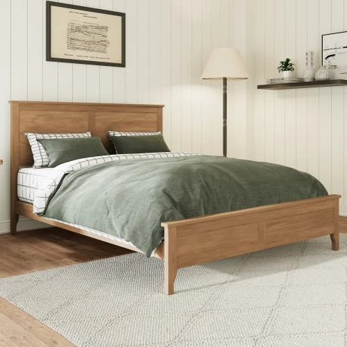 Full Size Platform Bed, Modern Solid Wood Bed Frame with Headboard, No Box Spring Needed with Stu... | Walmart (US)