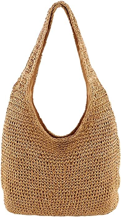 CHIC DIARY Women's Shoulder Bags One Size woven Straw Large Summer Beach Leather Handles Handbag ... | Amazon (UK)