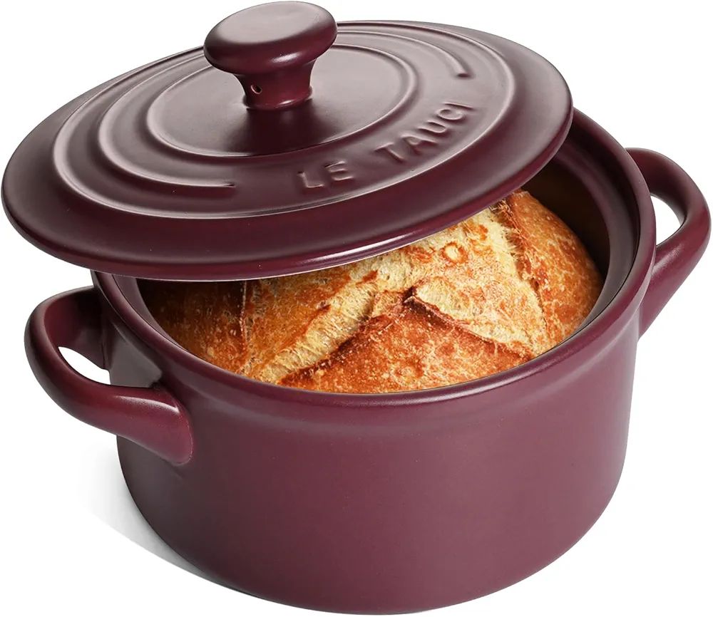 LE TAUCI 3 Quart Dutch Oven Pot with Lid, for No Knead Bread Baking, Sourdough Loaf, Non-Coated &... | Amazon (US)