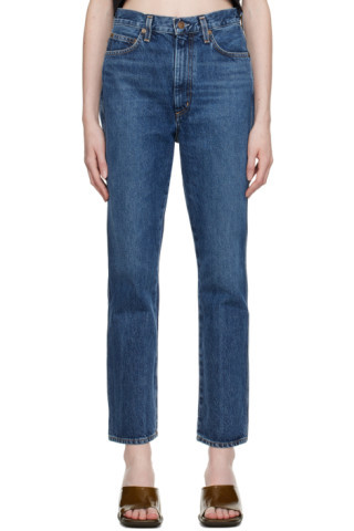 AGOLDE - Indigo Pinch Waist Kick Jeans | SSENSE