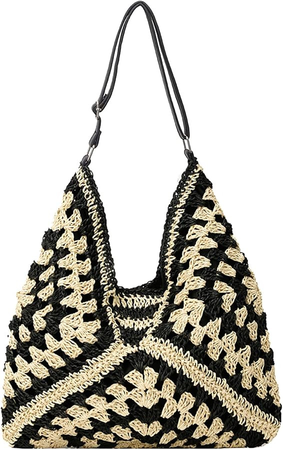 Straw Hobo Bags for Women Vintage Shoulder Bag Everything Tote Bag Designer Beach Bag Holiday Wor... | Amazon (US)
