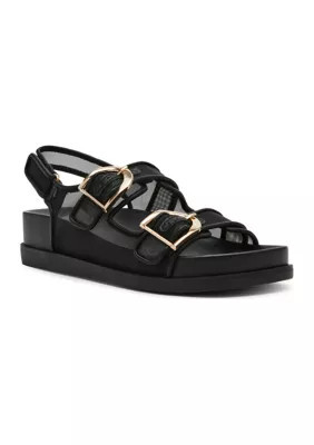 DV Dolce Vita Women's Alda Footbed Sandals, Black, 9M | Belk